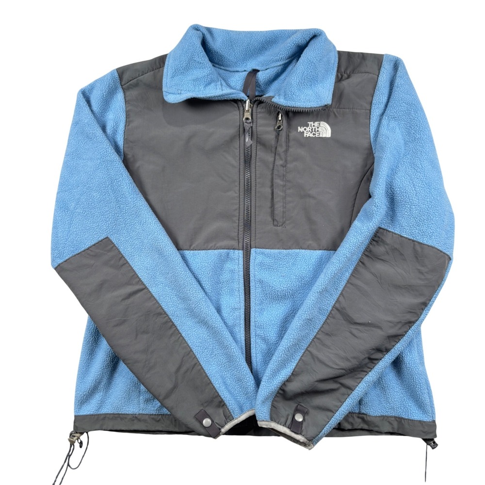 The North Face Denali Fleece Jacket Womens L Blue Gray Full Zip Colorblock